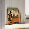 Black and gray minimalist Paris tennis poster with modern graphic design