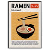 Tigela de ramen estilizada com fundo de cozinha em preto e vermelho