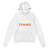 Hoodie featuring a graphic print of tennis elements and Paris motifs