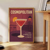 Stylized Cosmopolitan cocktail glass with orange and brown hues