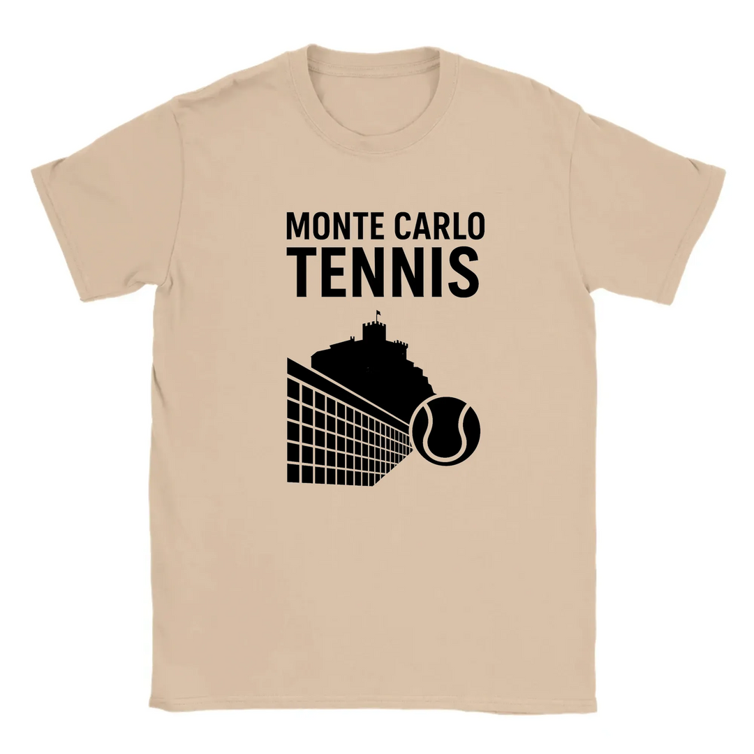 T-shirt featuring a graphic of a tennis player in action at Monte Carlo