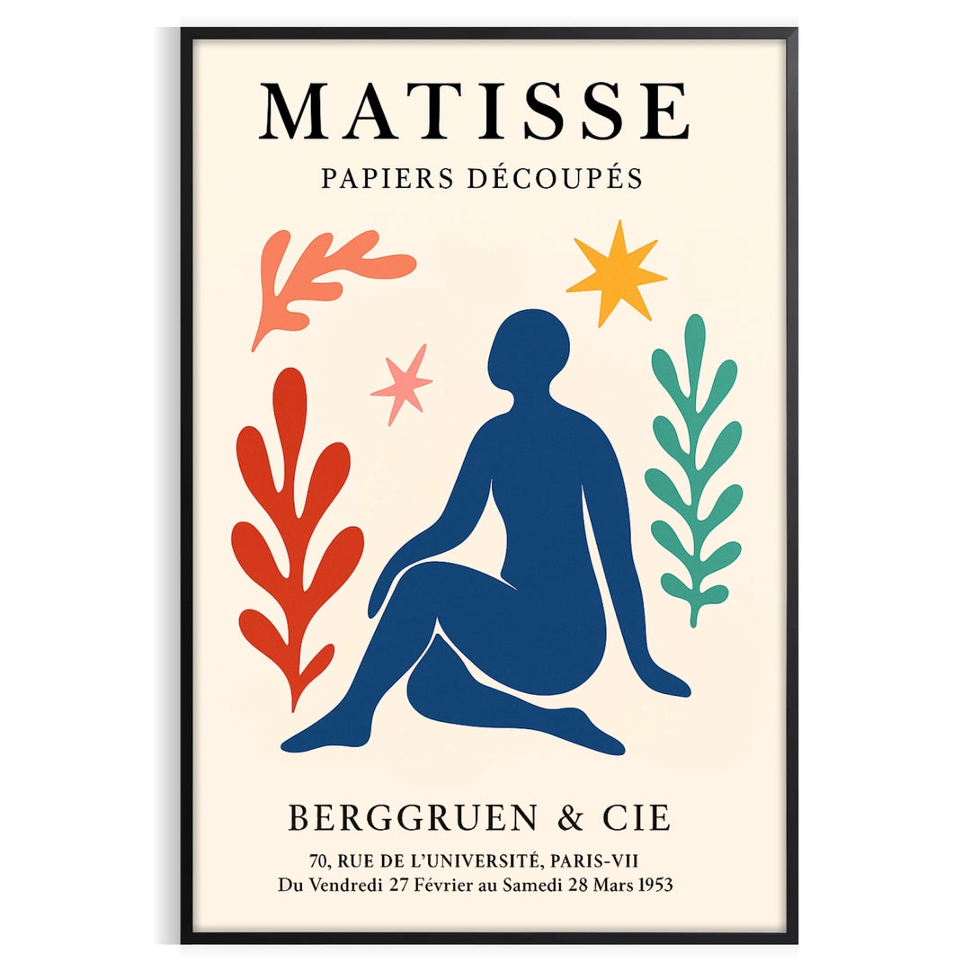 Abstract composition of cut-out shapes in white and orange by Matisse