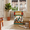Dynamic illustration of runners in the Rome Marathon with green and white accents