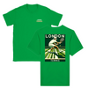 T-shirt featuring a graphic of a tennis player in action, with London landmarks in the background