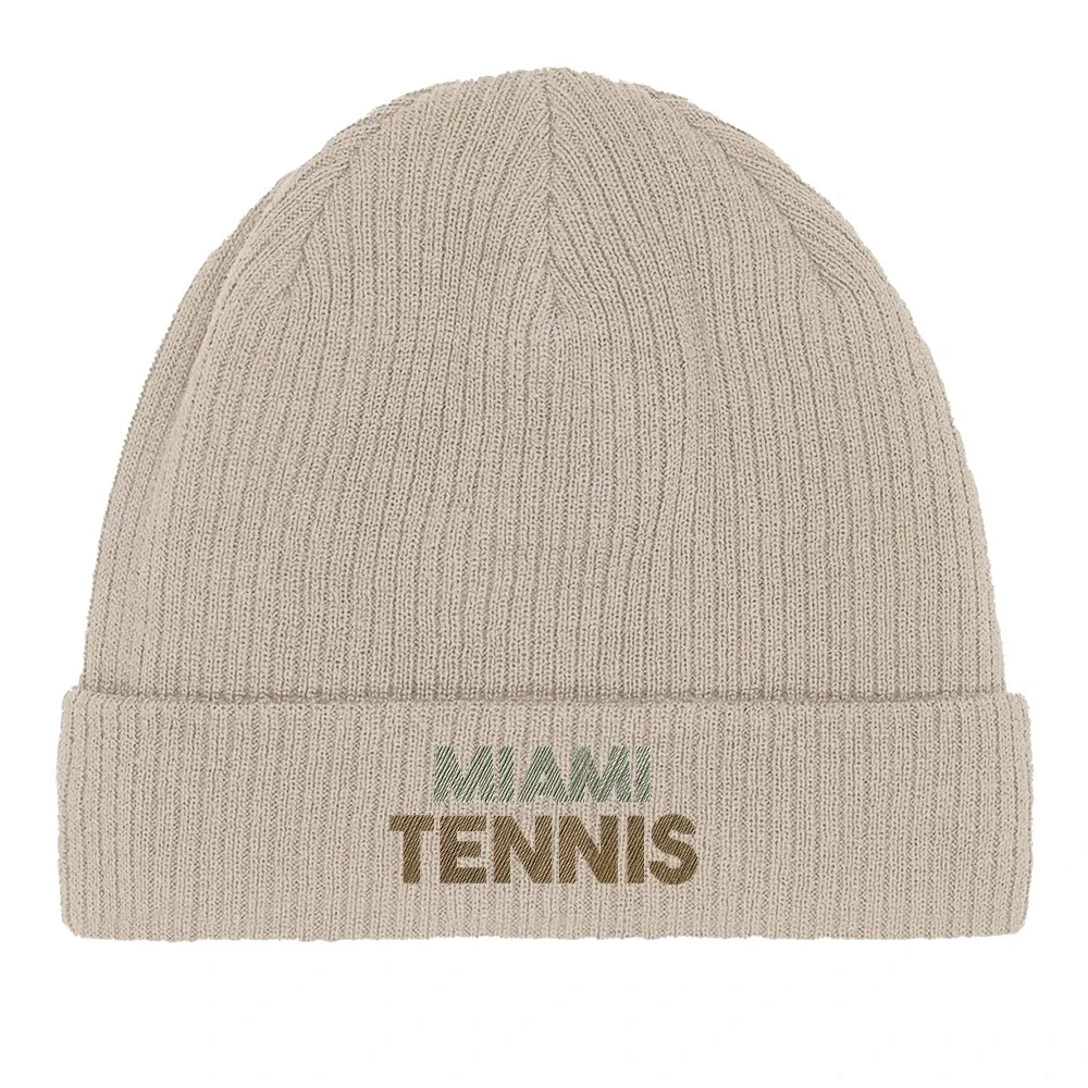 Embroidered beanie with Miami Tennis 2 logo design