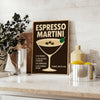 Minimalist illustration of an Espresso Martini cocktail in black and gray