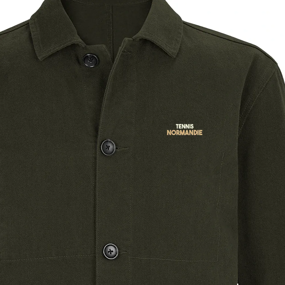 Embroidered jacket featuring a vintage tennis design with Normandie details