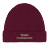 Embroidered beanie featuring a Tennis Normandie design in a soft, casual style