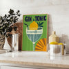 Black and gray gin and tonic poster, minimalist elegant cocktail artwork