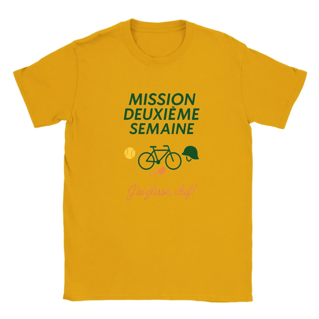 Koszulka z grafiką związaną z tenisem i frazą 'Mission 2Eme Semaine'