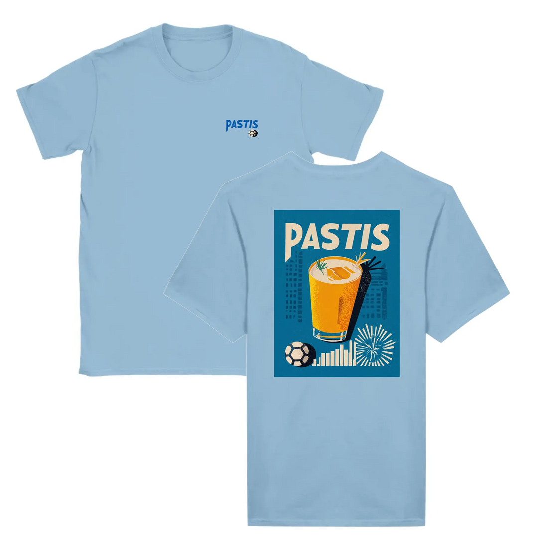 T-shirt med en grafik av en Pastis-cocktail och texten Marseille