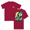 T-shirt featuring a graphic of a tennis player in action against a Miami skyline