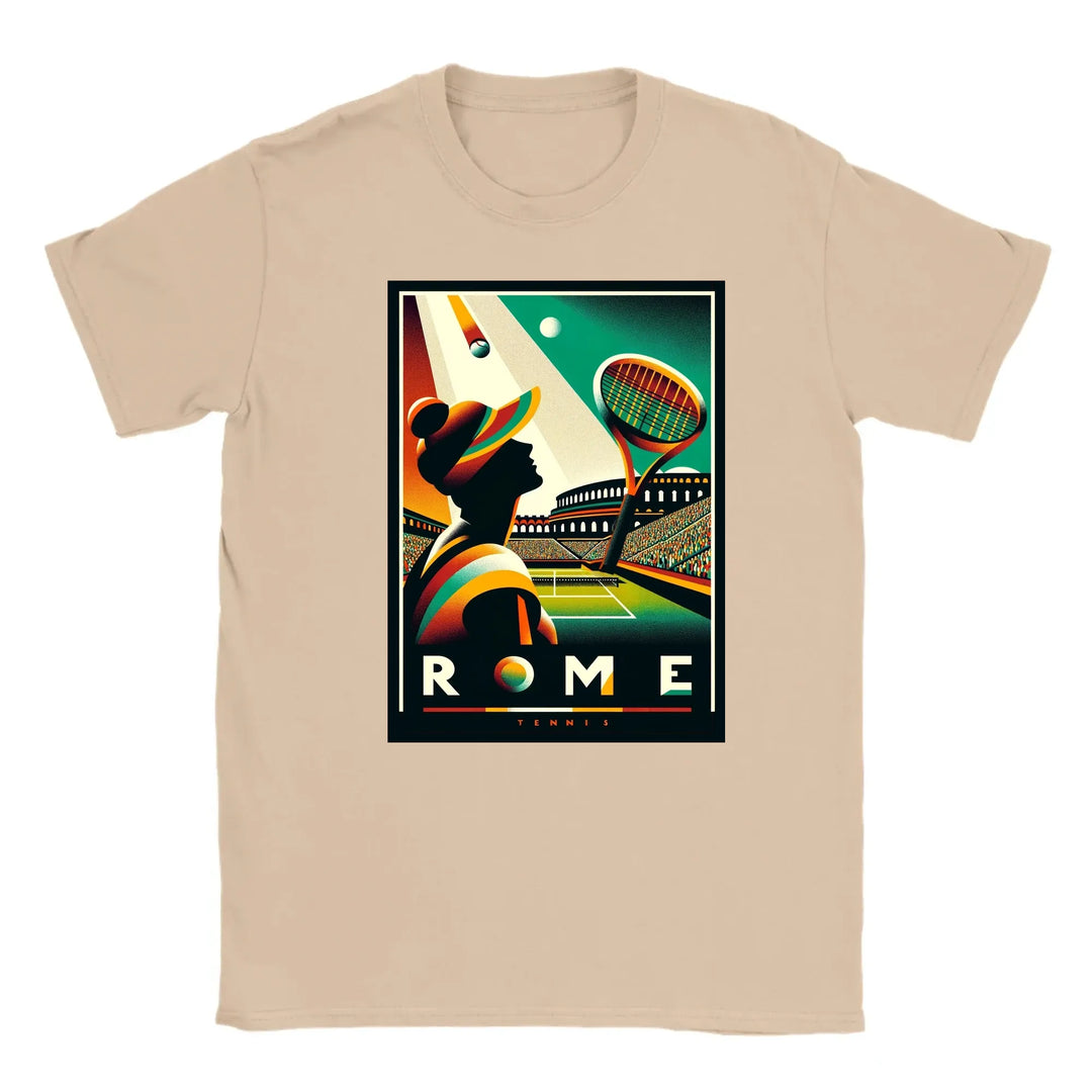T-shirt featuring a graphic of a tennis player in action