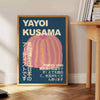 Yayoi Kusama pumpkin poster in brown and gray, Japanese pop art