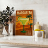 Illustration of a margarita cocktail with lime and salt, tropical colors