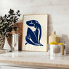 Cutout figure in blue and white with abstract shapes by Matisse