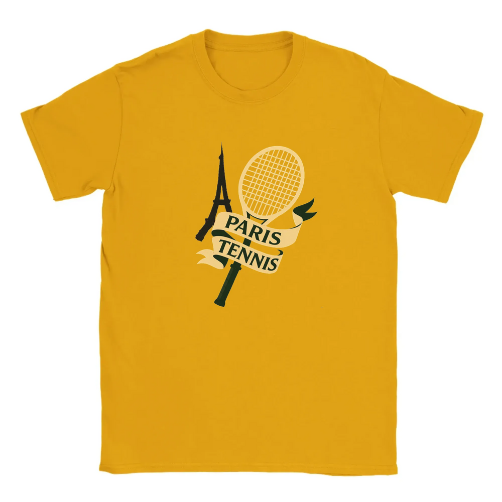 T-shirt featuring a graphic of tennis players in Paris