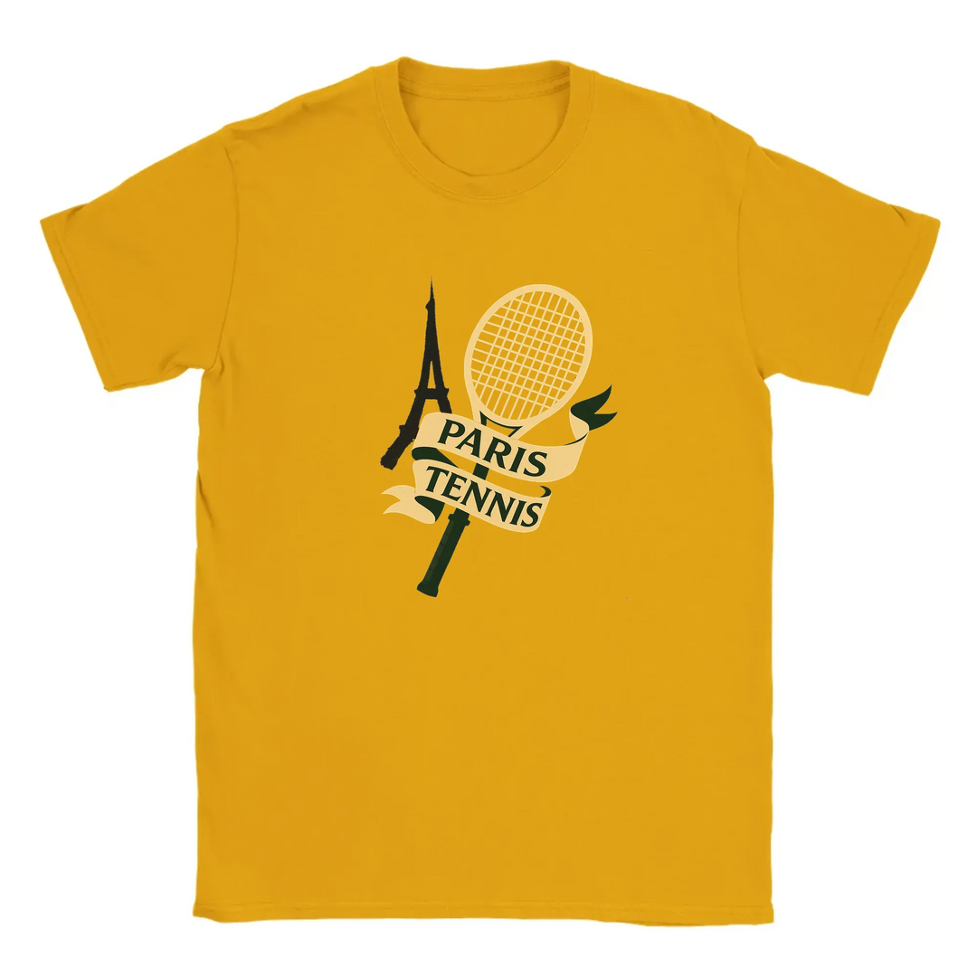 T-shirt featuring a graphic of tennis players in Paris