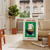 Affiche unique Neko Kitchen 2 fusion parfaite design bleu blanc fortune style cuisine symbolique décor disponible A4 cm A0