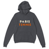 Hoodie featuring a graphic print of tennis elements and Paris motifs