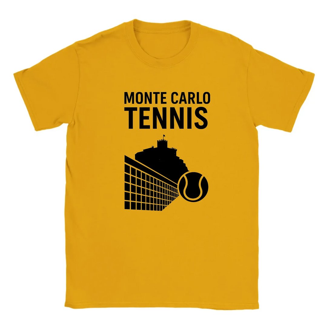 T-shirt featuring a graphic of a tennis player in action at Monte Carlo