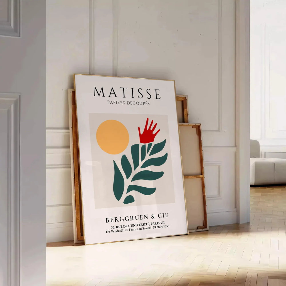 Matisse's paper cut-out artwork featuring abstract shapes in white and green