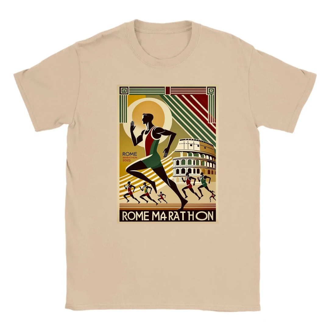 T-shirt med en grafisk design av Rom Marathon-logotypen