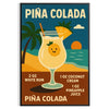 Retro illustration of a Pina Colada cocktail with orange and yellow hues