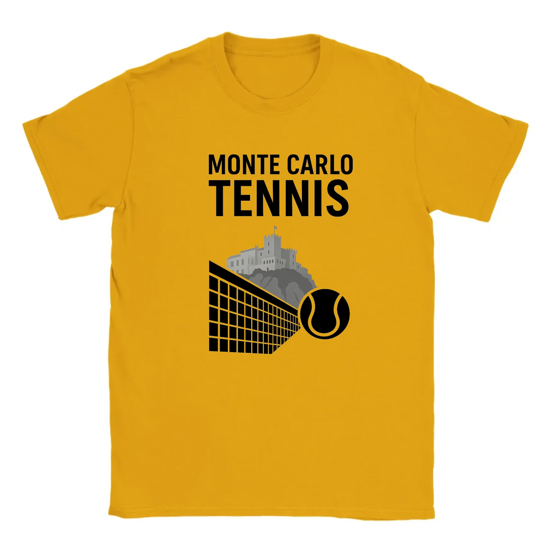 T-shirt featuring a graphic of a tennis player in action at Monte Carlo