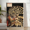 Utagawa Hirokage tiger ukiyo-e poster in gray and green