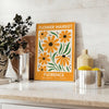 Vintage botanical poster of Florence market illustration, green and brown tones