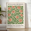 Poster showing William Morris botanical pattern in gray and orange