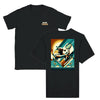 T-shirt featuring a graphic of a tennis player in action against a Miami skyline