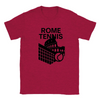 T-shirt featuring a graphic design of tennis elements with Rome landmarks