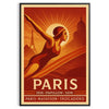 Brown and green swimming figure art poster, minimalist vintage-style illustration