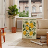 Citrus limonum botanical poster in vintage style with green and gray