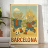 Playful elephant and rhino in Barcelona football theme, gray and green colors