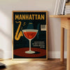Black and gray Manhattan cocktail poster, minimalist bar illustration print