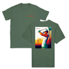 T-shirt featuring a graphic of a golf scene in Palm Springs