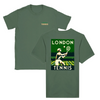 T-shirt featuring a graphic of tennis rackets and a ball in a dynamic design