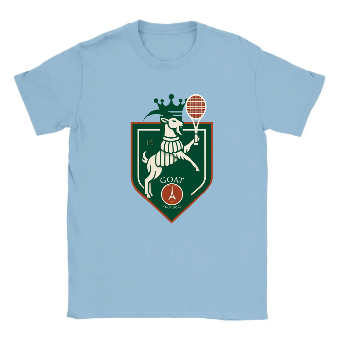 T-shirt featuring a graphic of Rafael Nadal in action at the Paris tennis tournament