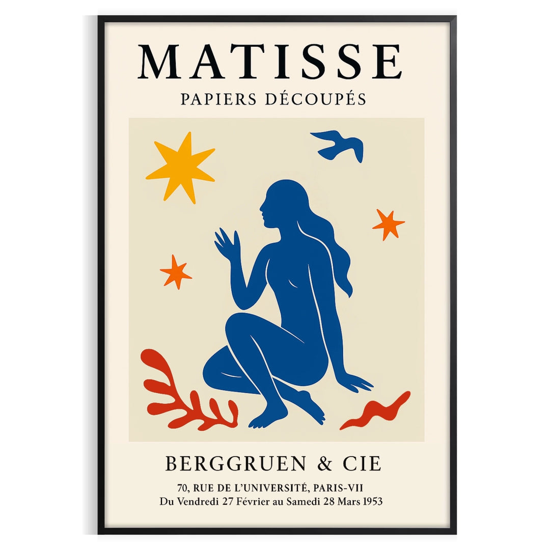 Poster of Matisse paper-cut abstract shapes in orange and white