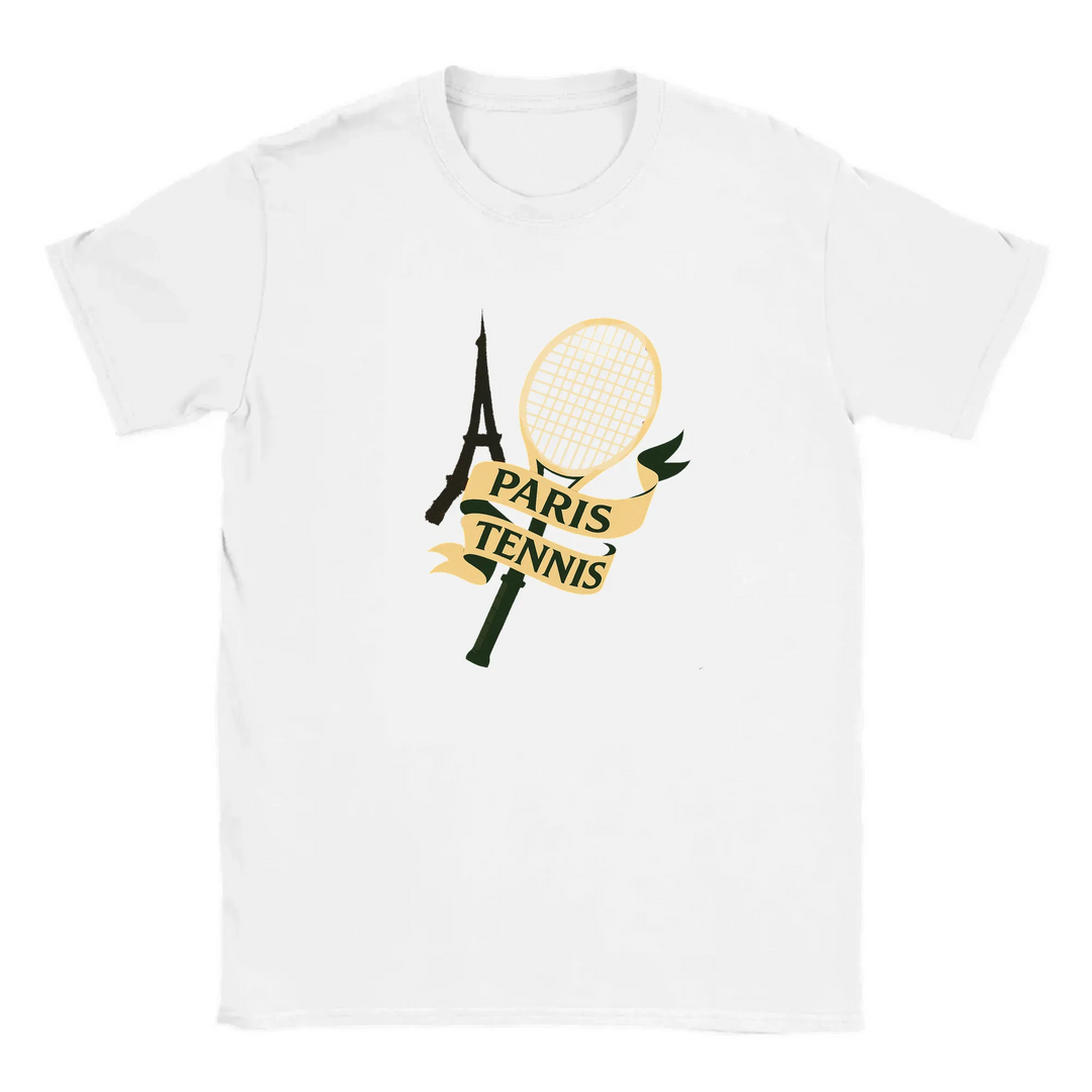T-shirt featuring a graphic of tennis players in Paris