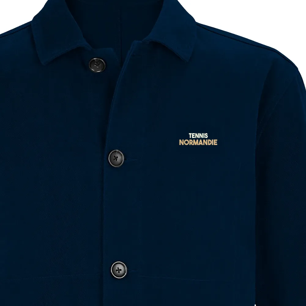 Embroidered jacket featuring a vintage tennis design with Normandie details