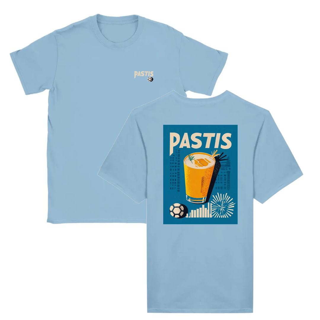 T-shirt featuring a graphic of a cocktail glass with Pastis Marseille branding