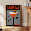Poster of Pornstar Martini cocktail illustration in red and orange palette