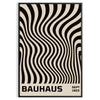 Minimalistisches Bauhaus-Poster mit geometrischen schwarzen Linien auf grauem Hintergrund