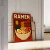 Green and black Japanese ramen kitchen poster, minimalist graphic bowl illustration