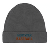 Embroidered beanie featuring a New York baseball graphic design