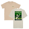 T-shirt featuring a graphic of tennis rackets and a ball in a dynamic design